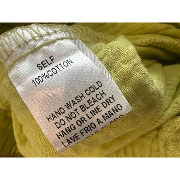 Easel – Textured Cotton Cargo Wide-Leg Pants – Lime – S - Picture 3 of 5